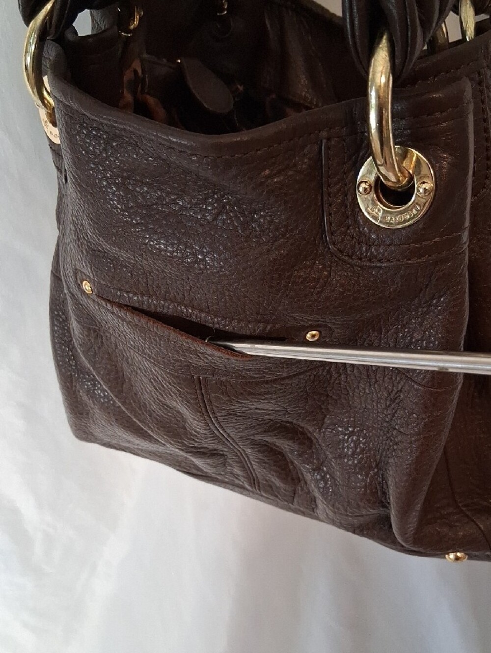 B. MAKOWSKY Vintage Brown Pebbled Leather Slouchy Shoulder Hobo Bag - Picture 4 of 11